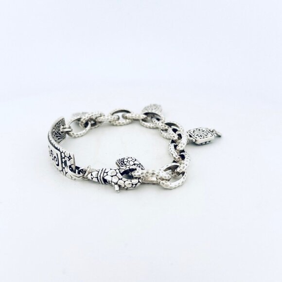 Estate Sterling Silver 925 "Blessed" Bracelet, 8” Length, Designer Sarda Scroll - Picture 4 of 10